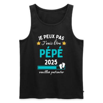 Je peux Pépé en 2025 Cadeau Futur Papy - Débardeur bio Premium Homme - noir - Devant - Michal (187cm)