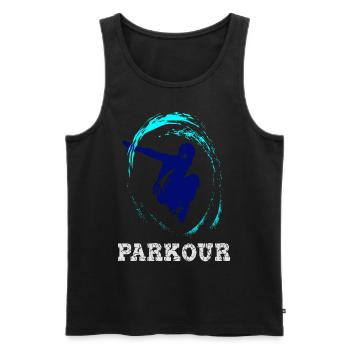 Parkour - Männer Premium Bio Tank Top - Schwarz - Vorne - AI Model Male 178 light (178cm)