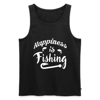 Happiness is fishing - - Men's Premium Organic Tank Top - black - Front - Michal (187cm)