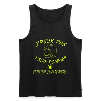 j peux pas j suis pompier - Débardeur bio Premium Homme - noir - Devant - AI Model Male 178 light (178cm)
