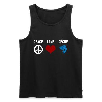 Peace Love Fishing - Men's Premium Organic Tank Top - black - Front - AI Model Male 178 light (178cm)