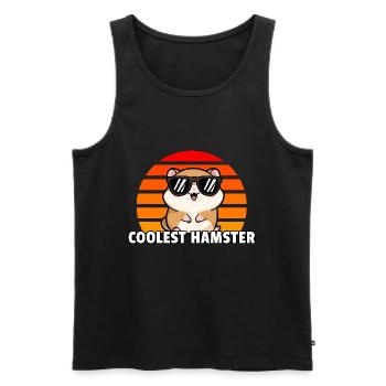 Hamster le plus cool - Coucher de soleil vintage - Débardeur bio Premium Homme - noir - Devant - Michal (187cm)