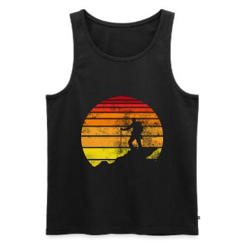 Retro - Hiking - (2) - Men's Premium Organic Tank Top - black - Front - Michal (187cm)