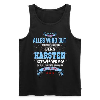 Alles ist gut denn Karsten ist wieder da - Männer Premium Bio Tank Top - Schwarz - Vorne - Michal (187cm)
