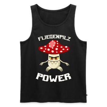 Fliegenpilz Power T-Shirt - Männer Premium Bio Tank Top - Schwarz - Vorne - AI Model Male 178 light (178cm)