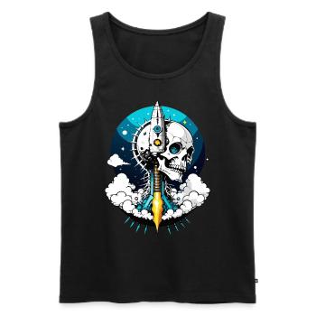 Rocket Skull // Skull Rocket // Espace FS0154 - Débardeur bio Premium Homme - noir - Devant - Michal (187cm)
