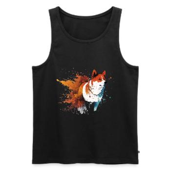 Akita Inu Hund Bunte Farben Regenbogen Kunst - Männer Premium Bio Tank Top - Schwarz - Vorne - AI Model Male 178 light (178cm)