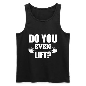 Hebst du überhaupt? - Männer Premium Bio Tank Top - Schwarz - Vorne - Michal (187cm)