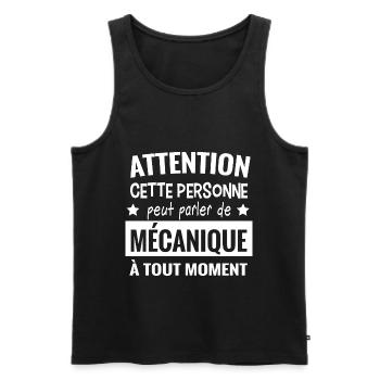 Parler de mécanique. Humour mécanique garagiste - Débardeur bio Premium Homme - noir - Devant - Michal (187cm)