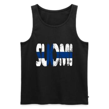 Suomi Finlande Drapeau Finlandais Scandinavie Voyage - Débardeur bio Premium Homme - noir - Devant - Michal (187cm)