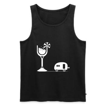 Wine - Camping Caravan - - Men's Premium Organic Tank Top - black - Front - Michal (187cm)