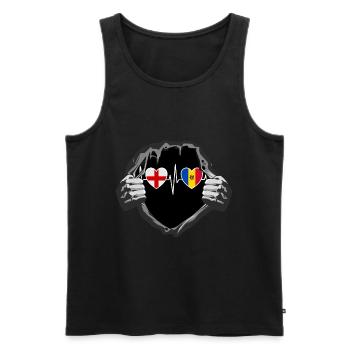 England und Moldau Moldawien Moldauische Flaggen - Männer Premium Bio Tank Top - Schwarz - Vorne - AI Model Male 178 light (178cm)