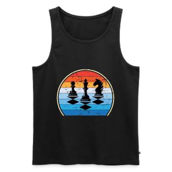 Retro Schachbrett Schachfigur Schachmatt Schach - Männer Premium Bio Tank Top - Schwarz - Vorne - Michal (187cm)