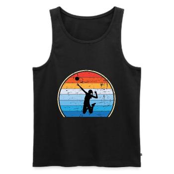 Retro Volleyballspieler Volleyballtrainer - Männer Premium Bio Tank Top - Schwarz - Vorne - Michal (187cm)