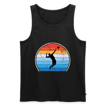 Retro Volleyballspieler Volleyballtrainer - Männer Premium Bio Tank Top - Schwarz - Vorne - Michal (187cm)