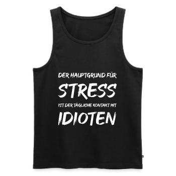 Der Hauptgrund für Stress ist der tägliche Kontakt - Männer Premium Bio Tank Top - Schwarz - Vorne - AI Model Male 178 light (178cm)