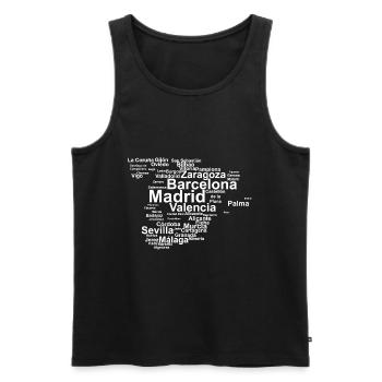 Espagne contour silhouette villes vacances Madrid - Débardeur bio Premium Homme - noir - Devant - Michal (187cm)