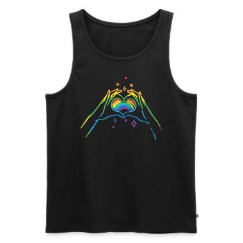 CSD LGBT Hände formen Regenbogen Herz Pride - Männer Premium Bio Tank Top - Schwarz - Vorne - AI Model Male 178 light (178cm)