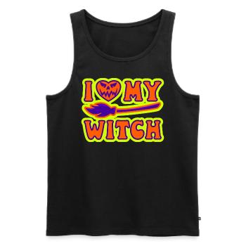 J’aime ma sorcière sorcière Halloween hommes femmes - Débardeur bio Premium Homme - noir - Devant - AI Model Male 178 light (178cm)