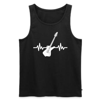 Herzschlag Gitarre - Rock n Roll Punk Band Metal - Männer Premium Bio Tank Top - Schwarz - Vorne - Michal (187cm)