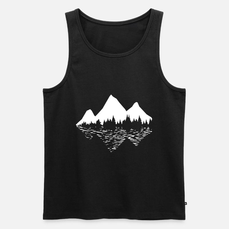 Baum - Berg - (2) - Männer Premium Bio Tank Top - Schwarz