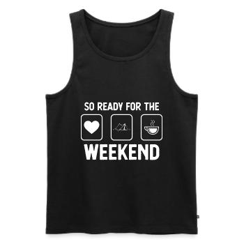 So bereit für das Wochenende - Kaffee - Campingzel - Männer Premium Bio Tank Top - Schwarz - Vorne - Michal (187cm)