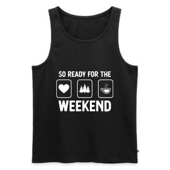 So bereit für das Wochenende - Kaffee - Bäume - - Männer Premium Bio Tank Top - Schwarz - Vorne - Michal (187cm)