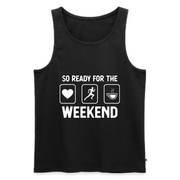 So ready for the weekend - Coffee - Running - - Men's Premium Organic Tank Top - black - Front - AI Model Male 178 light (178cm)