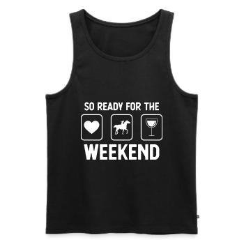 So ready for the weekend - Wine - Horse riding - - Men's Premium Organic Tank Top - black - Front - Michal (187cm)