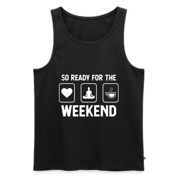 So ready for the weekend - Coffee - Yoga - - Men's Premium Organic Tank Top - black - Front - AI Model Male 178 light (178cm)