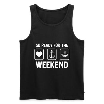 So bereit für das Wochenende - Kaffee - Anker - - Männer Premium Bio Tank Top - Schwarz - Vorne - Michal (187cm)