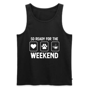 So bereit für das Wochenende - Kaffee - Hundepfote - Männer Premium Bio Tank Top - Schwarz - Vorne - Michal (187cm)