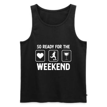 So ready for the weekend - wine - football game - Men's Premium Organic Tank Top - black - Front - AI Model Male 178 light (178cm)