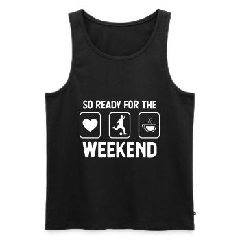 So ready for the weekend - coffee - football sp - Men's Premium Organic Tank Top - black - Front - AI Model Male 178 light (178cm)