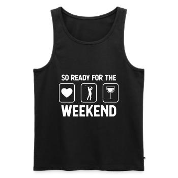 So ready for the weekend - Wine - Golf - - Men's Premium Organic Tank Top - black - Front - Michal (187cm)