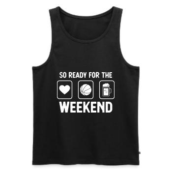 So ready for the weekend - beer - basketball - - Men's Premium Organic Tank Top - black - Front - AI Model Male 178 light (178cm)