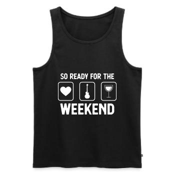 So bereit für das Wochenende - Wein - Gitarre - - Männer Premium Bio Tank Top - Schwarz - Vorne - AI Model Male 178 light (178cm)