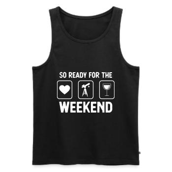 So bereit für das Wochenende - Wein - Astronomie - - Männer Premium Bio Tank Top - Schwarz - Vorne - Michal (187cm)