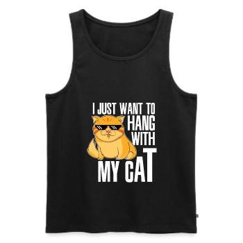 I just want to hang with my Cat - Cats Catholic - Männer Premium Bio Tank Top - Schwarz - Vorne - AI Model Male 178 light (178cm)