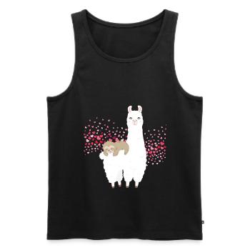 Sloth Alpaca Lama Sleeps Rides Heart Riding - Men's Premium Organic Tank Top - black - Front - Michal (187cm)