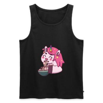 Niedliches Einhorn isst Ramen - Männer Premium Bio Tank Top - Schwarz - Vorne - AI Model Male 178 light (178cm)