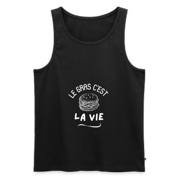 Le gras c'est la vie - Débardeur bio Premium Homme - noir - Devant - AI Model Male 178 light (178cm)
