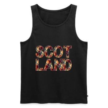 Schottland Tartan Schriftzug Dudelsack Highlands - Männer Premium Bio Tank Top - Schwarz - Vorne - AI Model Male 178 light (178cm)