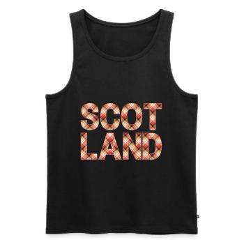 Schottland Tartan Schriftzug Dudelsack Highlands - Männer Premium Bio Tank Top - Schwarz - Vorne - AI Model Male 178 light (178cm)