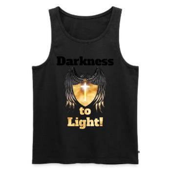 Darkness to Light! - Men's Premium Organic Tank Top - black - Front - AI Model Male 178 light (178cm)