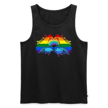 CSD LGBT Hände formen Regenbogen Herz Pride - Männer Premium Bio Tank Top - Schwarz - Vorne - AI Model Male 178 light (178cm)