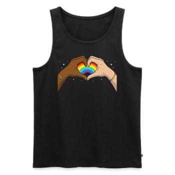 CSD LGBT Hände formen Regenbogen Herz Pride - Männer Premium Bio Tank Top - Schwarz - Vorne - AI Model Male 178 light (178cm)