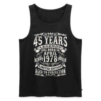 April 1978 - 45 Jahre alt - 45. Geburtstag - Männer Premium Bio Tank Top - Schwarz - Vorne - AI Model Male 178 light (178cm)
