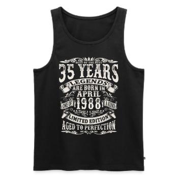 April 1988 - 35 Jahre alt - 35. Geburtstag - Männer Premium Bio Tank Top - Schwarz - Vorne - AI Model Male 178 light (178cm)
