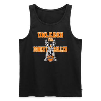 Unleash The Donkey Baller Esel Basketball Spieler - Männer Premium Bio Tank Top - Schwarz - Vorne - Michal (187cm)